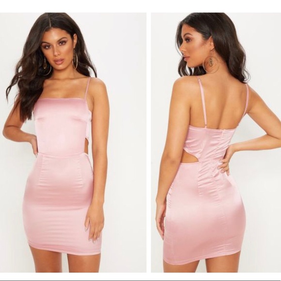 satin cut out bodycon dress